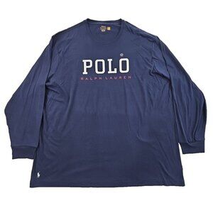 NEW Polo Ralph Lauren Long Sleeve T Shirt Men's 4XLT Navy Blue NWT Logo Luxe